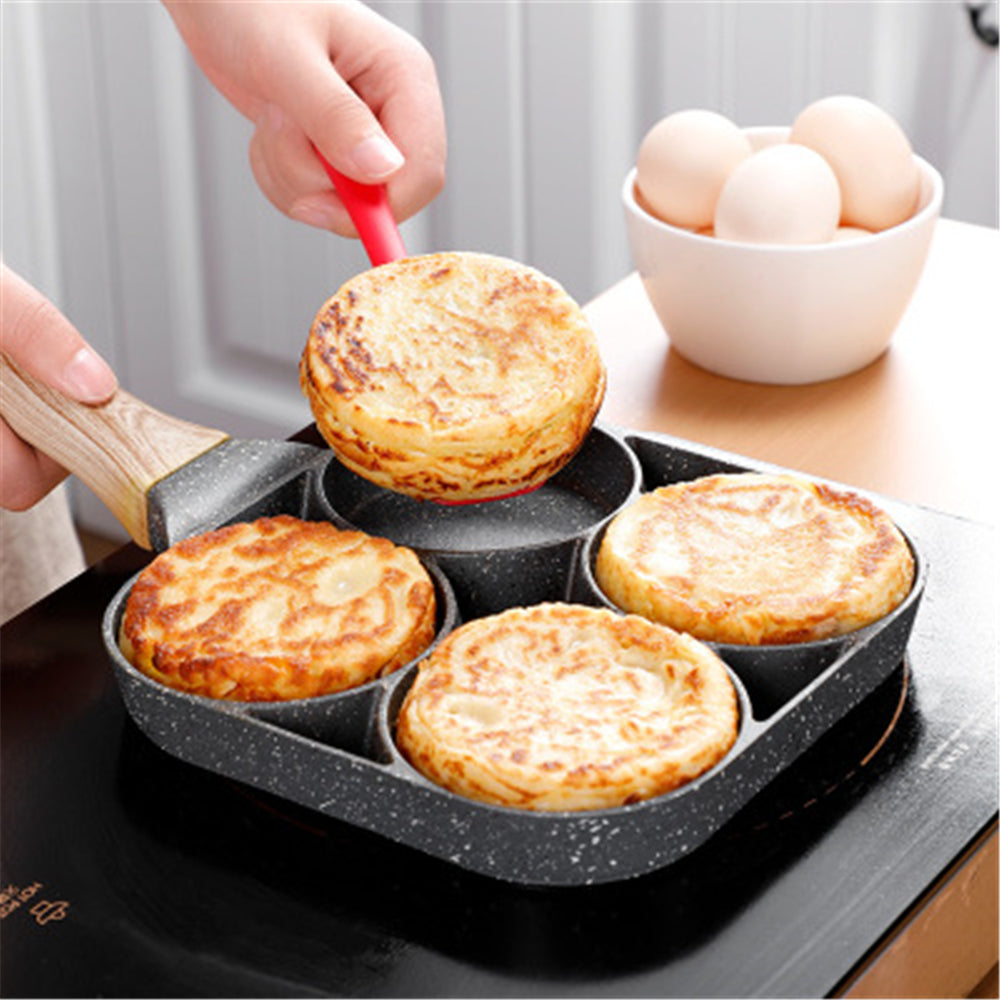 Multi Functional 4 Hole Frying Pan Non Stick Breakfast Burger Egg